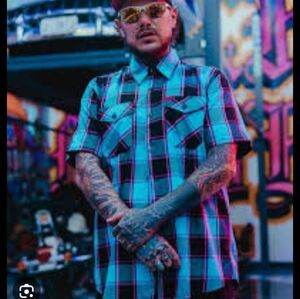 DIXXON Blue and Purple Casual Button Down Shirt